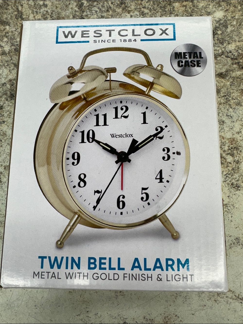 Westclox Gold Twin Bell Alarm Clock - Classic Metal Finish